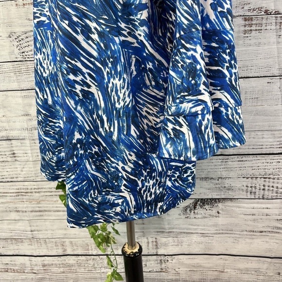 Robert Louis Tunic Top Plus size 1X Blue White Stretch Tropical Modest Casual - Picture 13 of 16